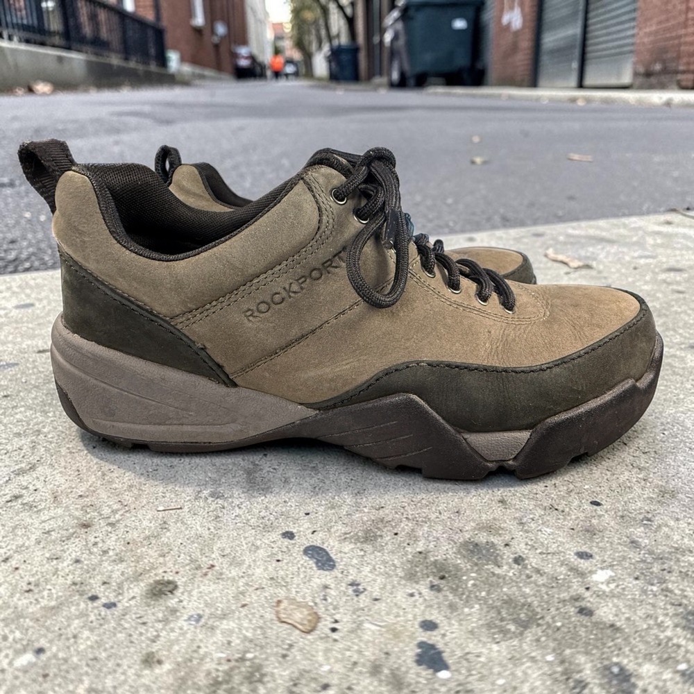 Rockport Mens APM3374HW Leather Walking Hiking Shoes Olive Green Brown Size 10.5